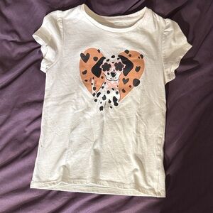 wonder nation White Tee with Peach Heart Dalmatian Graphic